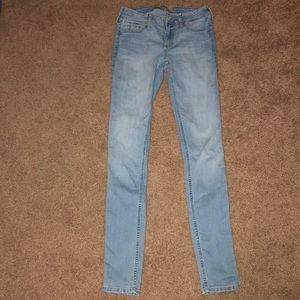 Super skinny low rise jeans.